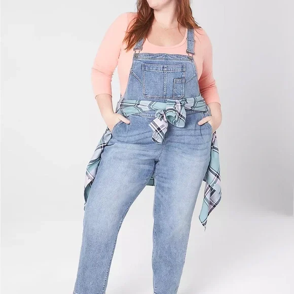 Lane Bryant ankle straight-leg denim overalls new with tags! - Picture 8 of 11